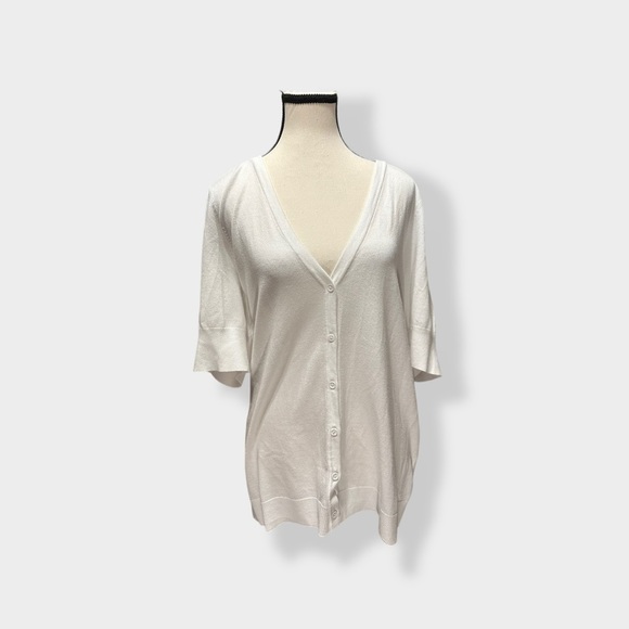 🆕 NWT torrid 2 *Host Pick * White V Neck Button Up Cardigan Long Short Sleeves - Picture 5 of 11